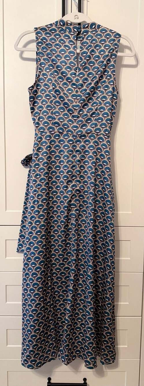 Commense Scallop-Print Sleeveless Mock Neck Wrap Midi Dress - Picture 7 of 9
